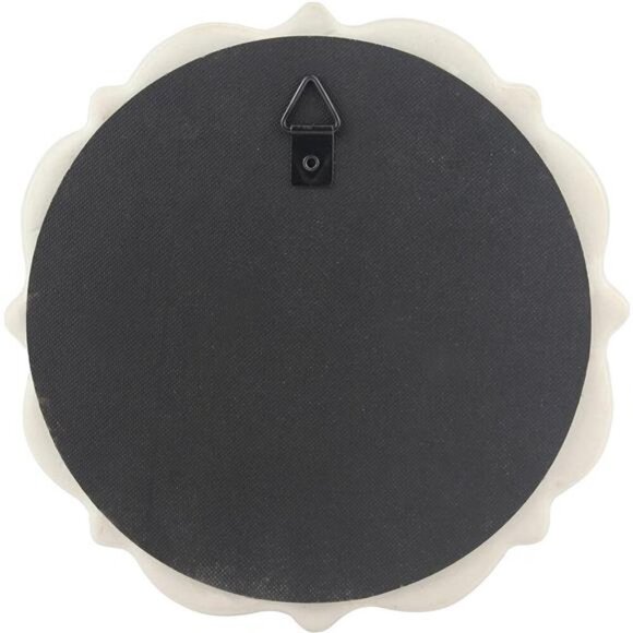 Round Off White Ceramic Accent Wall Mirror with Attached Hanging Loop - Picture 3 of 7